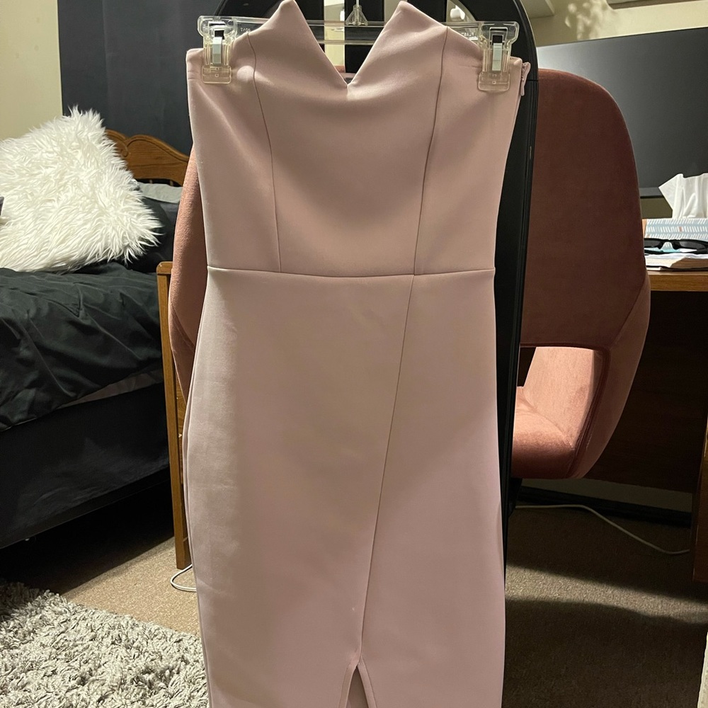 Pale pink ASOS bodycon MIDI dress